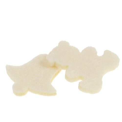 Floristik24 Figuras de fieltro decorativas dispersas crema 3cm 72 piezas