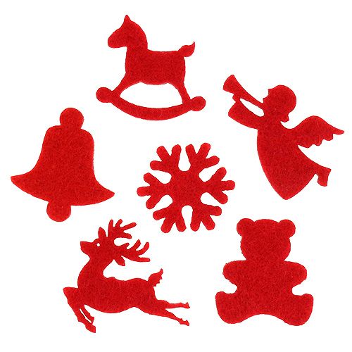 Floristik24 Figuras de fieltro decorativas dispersas rojo 3cm 72 piezas