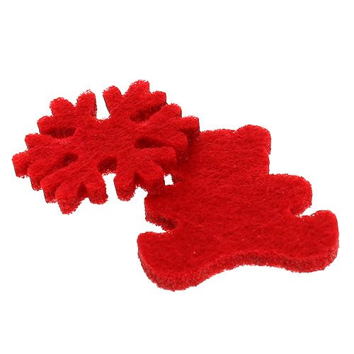 Floristik24 Figuras de fieltro decorativas dispersas rojo 3cm 72 piezas