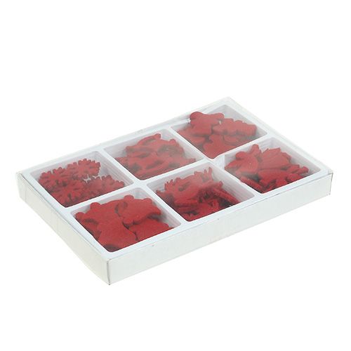 Floristik24 Figuras de fieltro decorativas dispersas rojo 3cm 72 piezas
