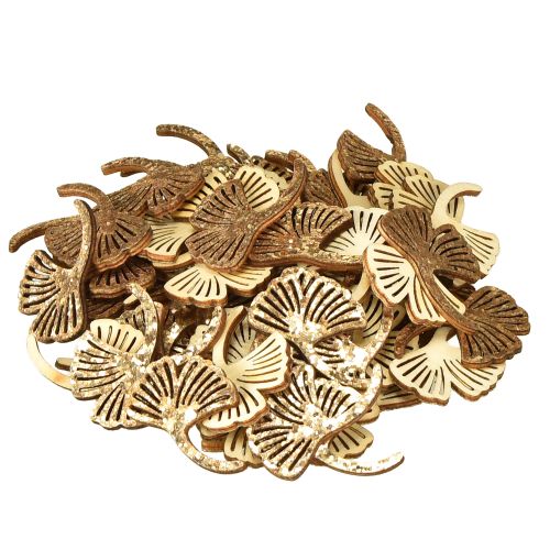 Artículo Decoración dispersa decoración de gingko dorado hoja de gingko brillo 3×4cm 72 piezas