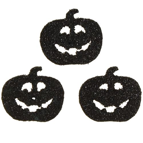 Artículo Decoración dispersa Decoración de calabaza de Halloween 4 cm negro, purpurina 72 piezas