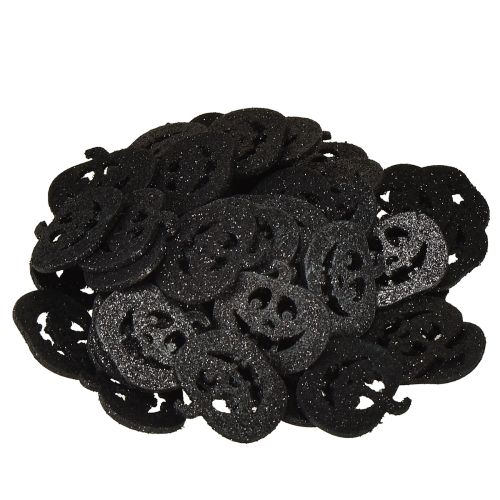 Artículo Decoración dispersa Decoración de calabaza de Halloween 4 cm negro, purpurina 72 piezas