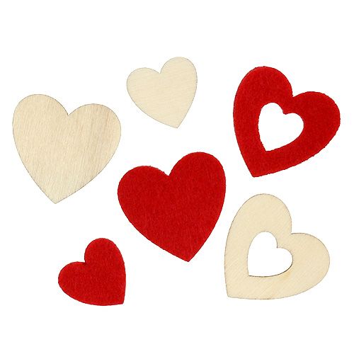 Floristik24 Mezcla de corazones dispersos 2-3,5cm rojo, natural 110p