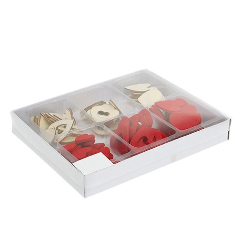 Floristik24 Mezcla de corazones dispersos 2-3,5cm rojo, natural 110p