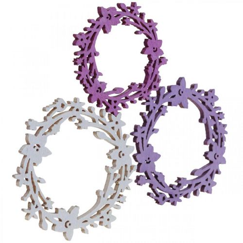 Decoración dispersa corona de flores de madera piezas dispersas color primavera Ø3-5cm 24p