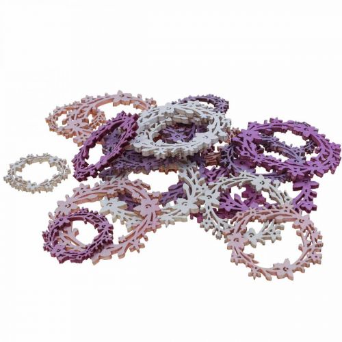 Floristik24 Decoración dispersa corona de flores de madera piezas dispersas primavera colorido Ø3-5cm 24 piezas