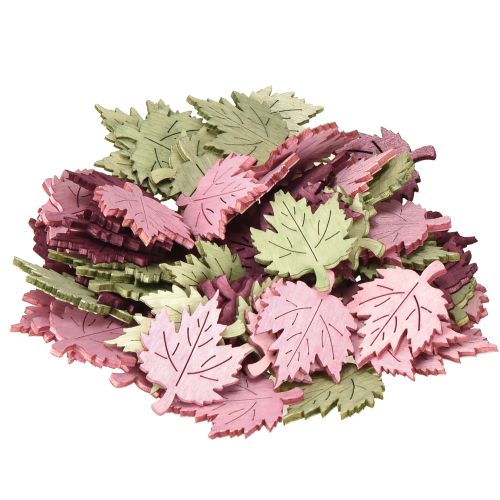 Artículo Decoración dispersa de madera, hojas de otoño, decoración de mesa de colores, 3x4cm, 72 piezas