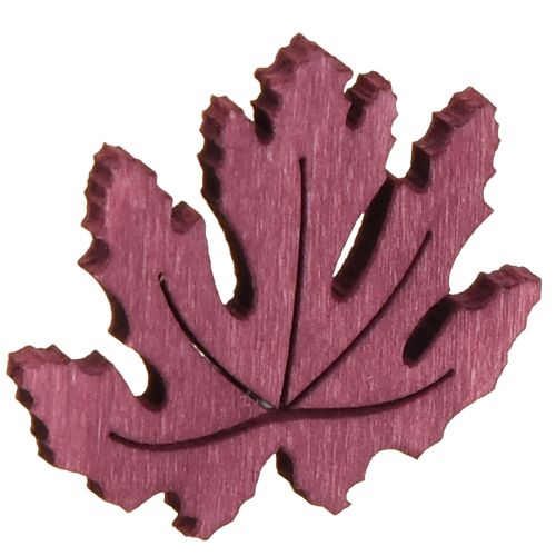 Artículo Decoración dispersa madera hojas de otoño decoración de mesa violeta rosa verde 4cm 72 piezas