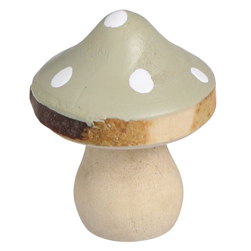 Artículo Decoración dispersa de madera mini setas agáricos de mosca decorativos verde Ø2,5cm 24 piezas