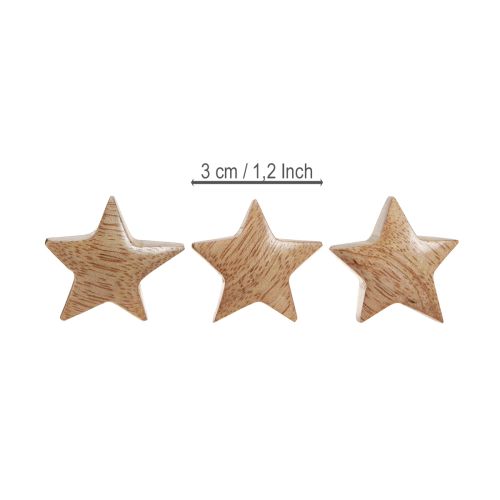 Artículo Decoración para esparcir madera mini estrellas Decoración de Adviento madera de mango 3cm 9 uds