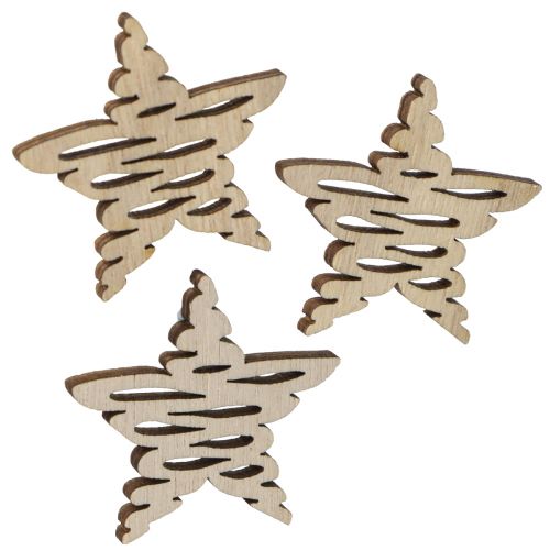 Decoración dispersa estrellas de madera Navidad natural Ø4cm 72 piezas