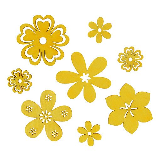 Floristik24 Decoración para controlar Flor de madera Amarillo 2cm - 4cm 96pcs