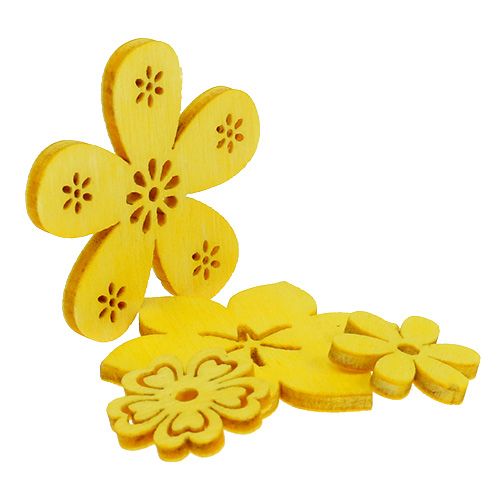 Floristik24 Decoración para controlar Flor de madera Amarillo 2cm - 4cm 96pcs