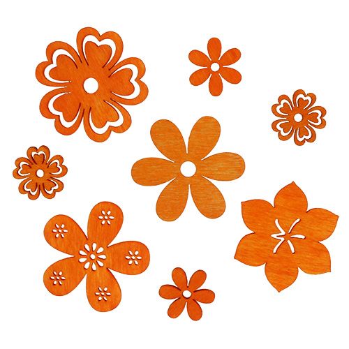 Floristik24 Decoración para controlar Flor de madera Naranja 2cm - 4cm 96pcs