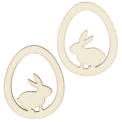 Artículo Huevo de Pascua con conejo Madera natural 4cm 72pzs