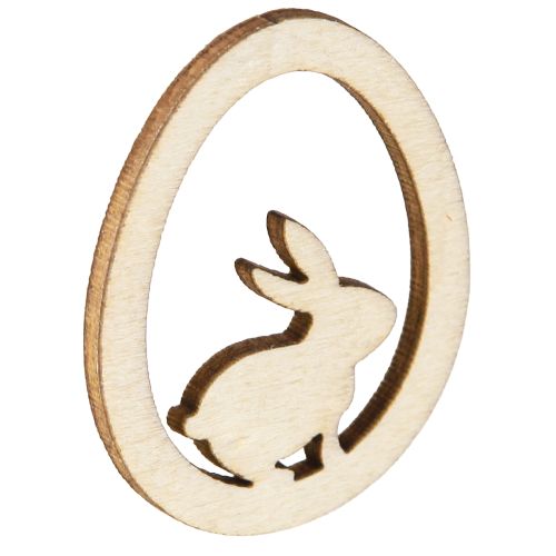 Artículo Huevo de Pascua con conejo Madera natural 4cm 72pzs