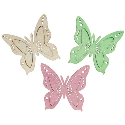 Floristik24 Decoración dispersa mariposa rosa, verde, natural 4cm 72 piezas