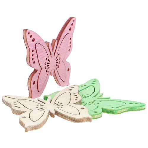 Floristik24 Decoración dispersa mariposa rosa, verde, natural 4cm 72 piezas