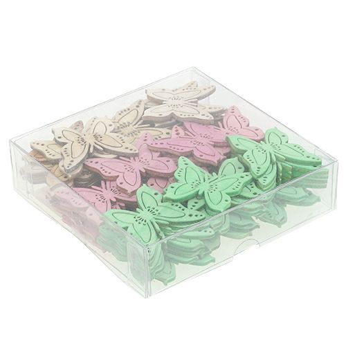 Floristik24 Decoración dispersa mariposa rosa, verde, natural 4cm 72 piezas