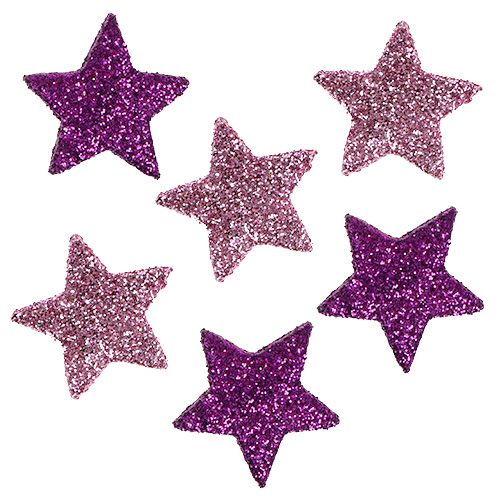 Floristik24 Estrella decorativa dispersa con mica 1,5cm rosa, lila 144p