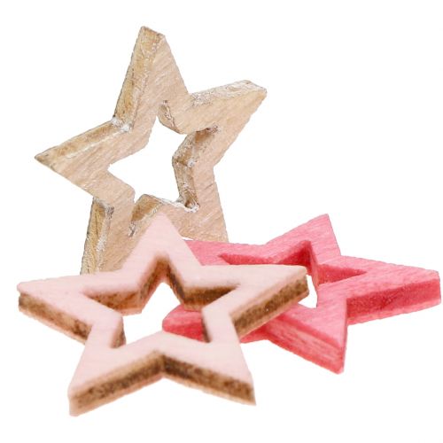 Floristik24 Deco Star Wood para rociar rosa, rosa, naturaleza 2cm 144p