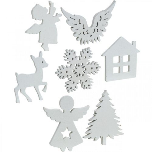 Floristik24 Decoración dispersa Navidad mezcla de madera blanco 4cm 72 piezas