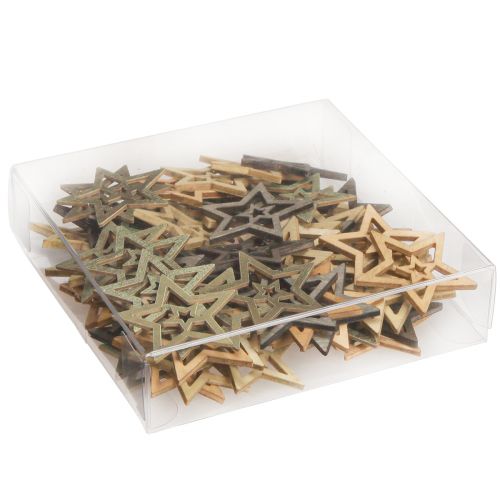 Artículo Decoración dispersa Estrellas navideñas de madera 4 colores Ø4cm 72 piezas