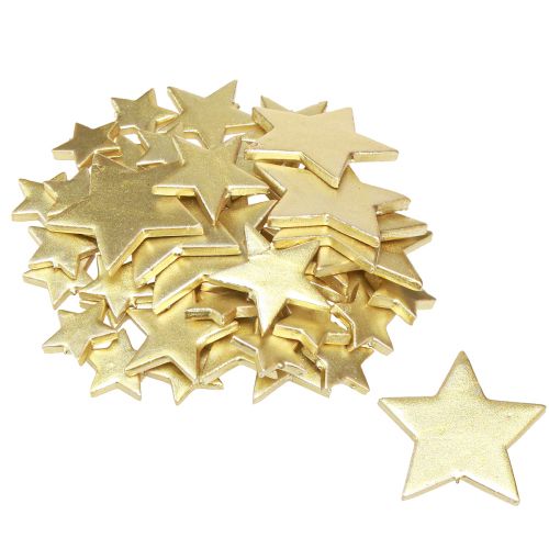 Artículo Estrellas decorativas dispersas doradas Ø3/5/7cm – 2ª opción – 44 piezas
