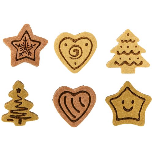 Artículo Decoración para esparcir adornos navideños de madera para mesa, surtidos, 4 cm, 12 unidades