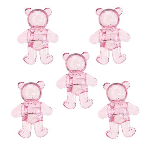 Artículo Decoración para controlar oso rosa 3,5cm 60pcs