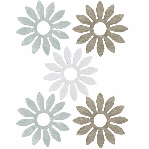 Floristik24 decoracíones para esparcir flor marrón, gris claro, flores blancas de madera para esparcir 144p