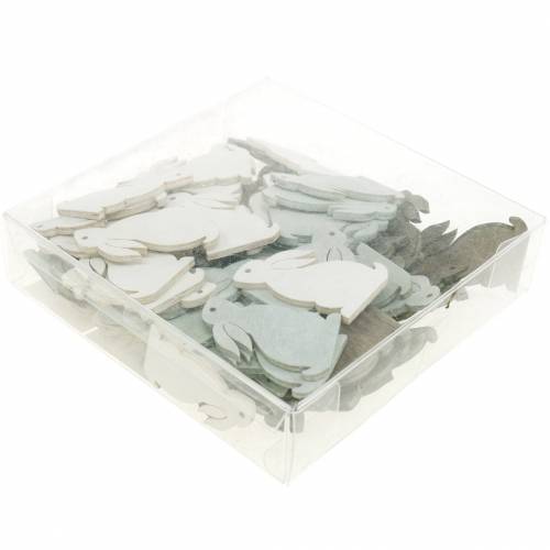 Floristik24 Decoración de dispersión conejito marrón, gris claro, blanco Conejitos de Pascua para esparcir 72 piezas