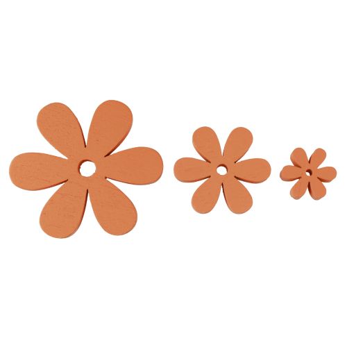 Artículo Decoración dispersa flores de madera flores naranja verano Ø2–6cm 20 piezas