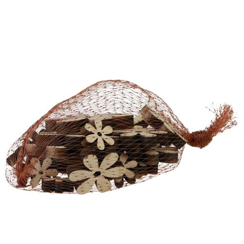 Artículo Decoración dispersa flores de madera decoración de mesa marrón natural Ø2-6cm 20 piezas