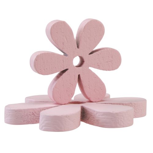 Artículo Decoración dispersa flores de madera decoración de mesa rosa verano Ø2–6cm 20 piezas