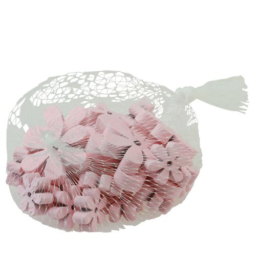 Artículo Decoración dispersa flores de madera decoración de mesa rosa verano Ø2–6cm 20 piezas