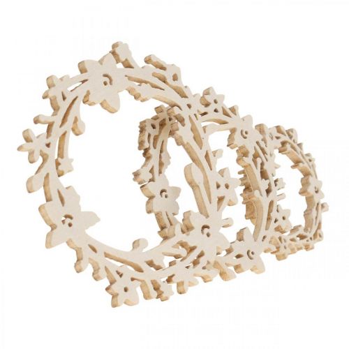 Decoración dispersa corona de flores de madera piezas dispersas primavera blanco Ø3–5cm 24p