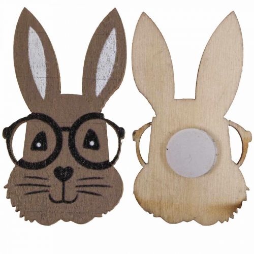 Scatter decoración conejo de madera con gafas marrón blanco 2,5×4,5cm 48p