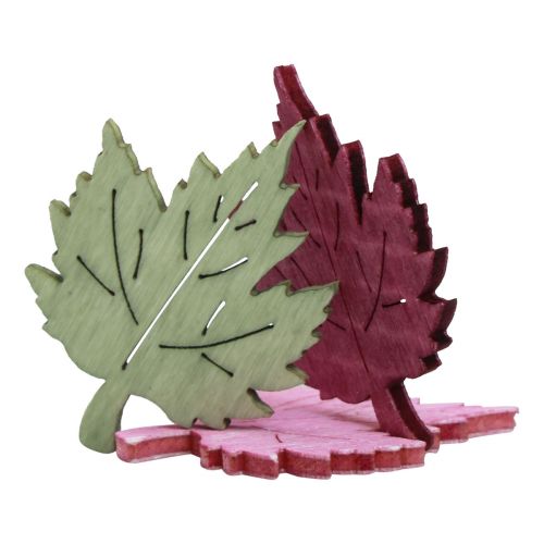 Artículo Decoración dispersa de madera, hojas de otoño, decoración de mesa de colores, 3x4cm, 72 piezas