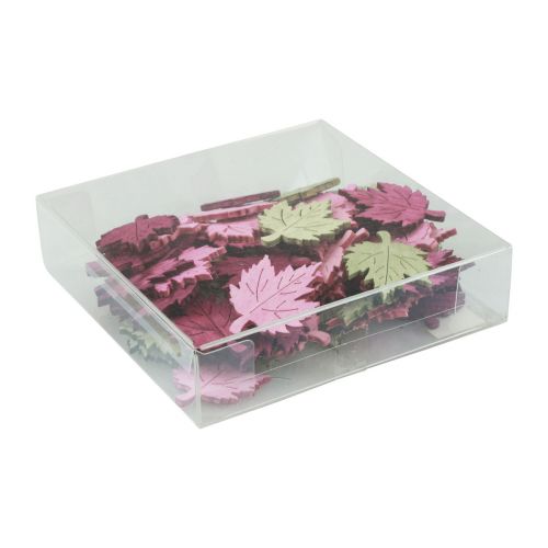 Artículo Decoración dispersa de madera, hojas de otoño, decoración de mesa de colores, 3x4cm, 72 piezas