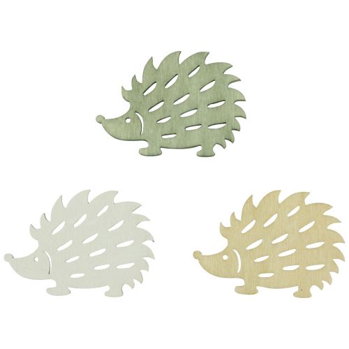Decoración dispersa madera erizo deco verde marrón blanco 4x3cm 72p