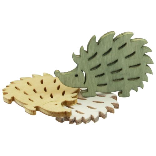 Decoración dispersa madera erizo deco verde marrón blanco 4x3cm 72p