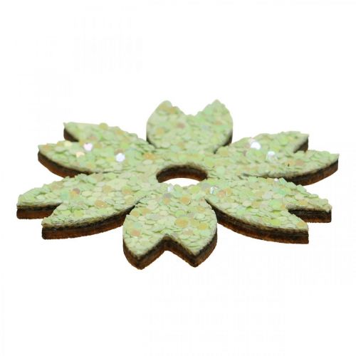 Artículo Decoración dispersa piezas dispersas de madera primavera Pascua verde 2–4 cm 64 piezas