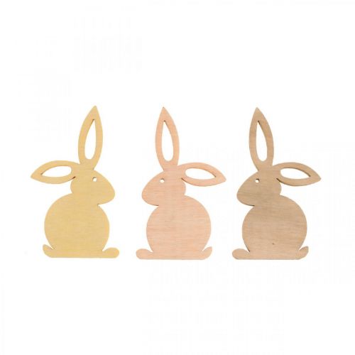 Floristik24 Scatter decoración madera, scatter piezas Pascua, conejito de Pascua tonos amarillos 4cm 72p