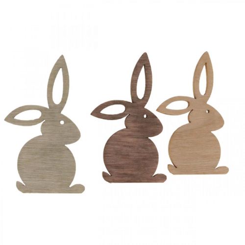 Artículo Scatter decoración conejito de Pascua de madera tonos marrones 4cm 72 piezas