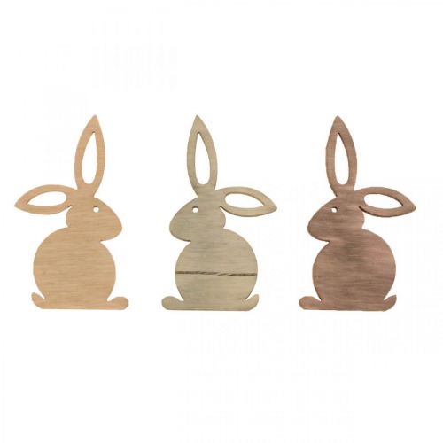 Scatter decoración conejito de Pascua de madera tonos marrones 4cm 72 piezas