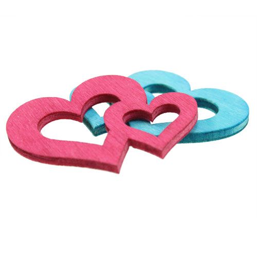 Floristik24 Decoración dispersa corazones de madera coloridos asst. 3cm x 4cm 72 piezas