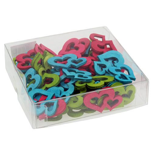 Floristik24 Decoración dispersa corazones de madera coloridos asst. 3cm x 4cm 72 piezas