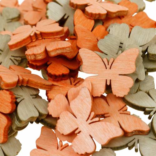 Floristik24 Scatter decoración mariposa mariposas de madera decoración de verano naranja, albaricoque, marrón 144 piezas